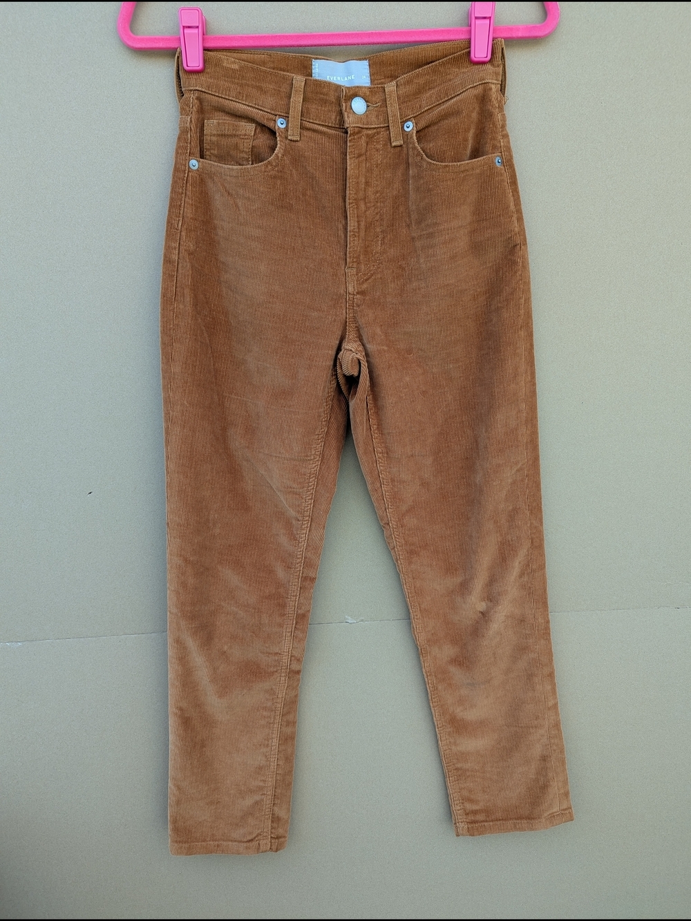 Everlane Baby Corduroy Cheeky Crop Pants High Rise Straight Leg Camel 24 Women's